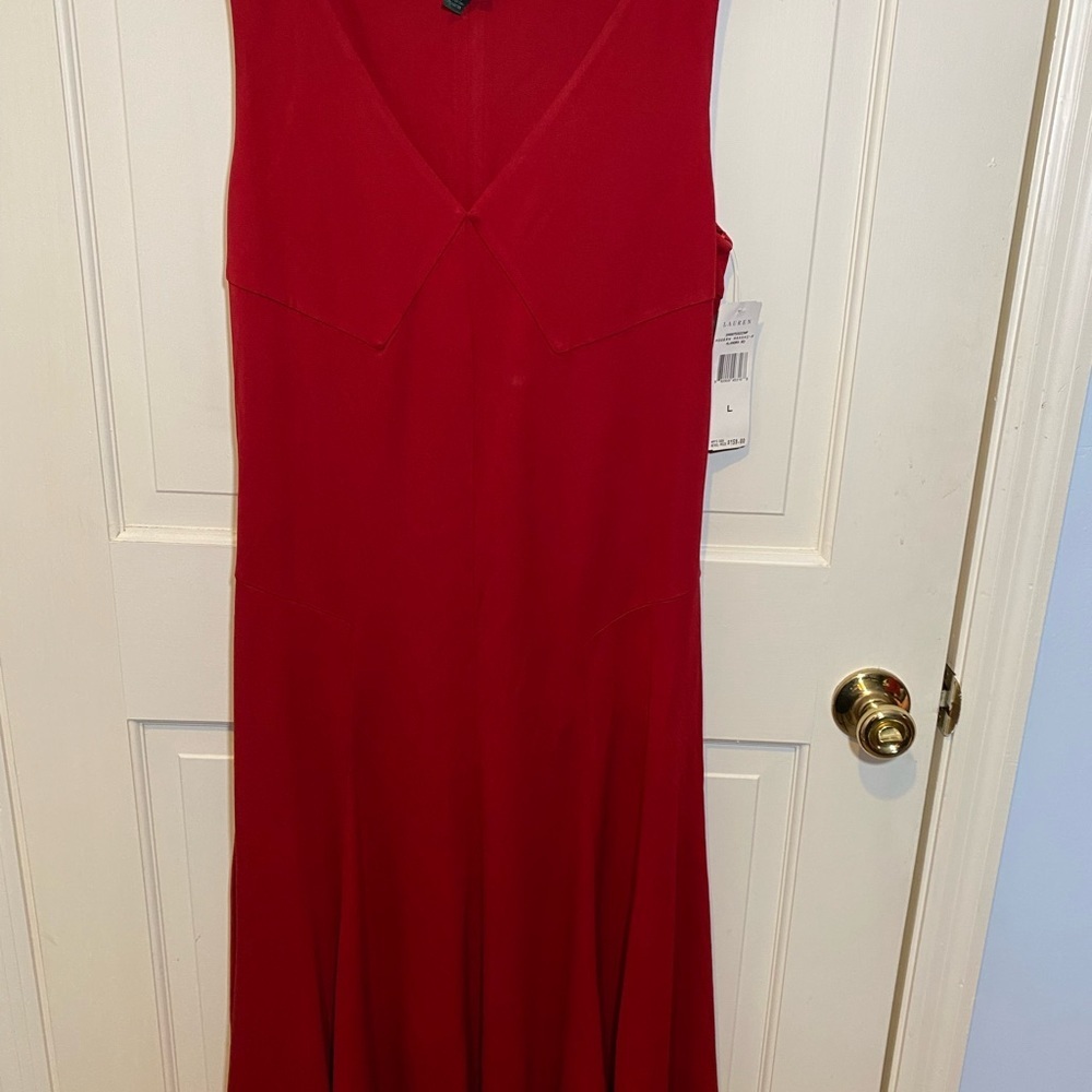 Ralph Lauren Long Red Dress - LARGE NWT - Picture 3 of 6